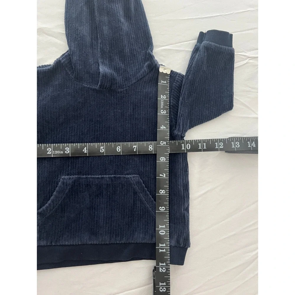 Old Navy Infant Boys Navy Blue Ribbed Corduroy Bear Ear Hoodie 6-12M (0974)